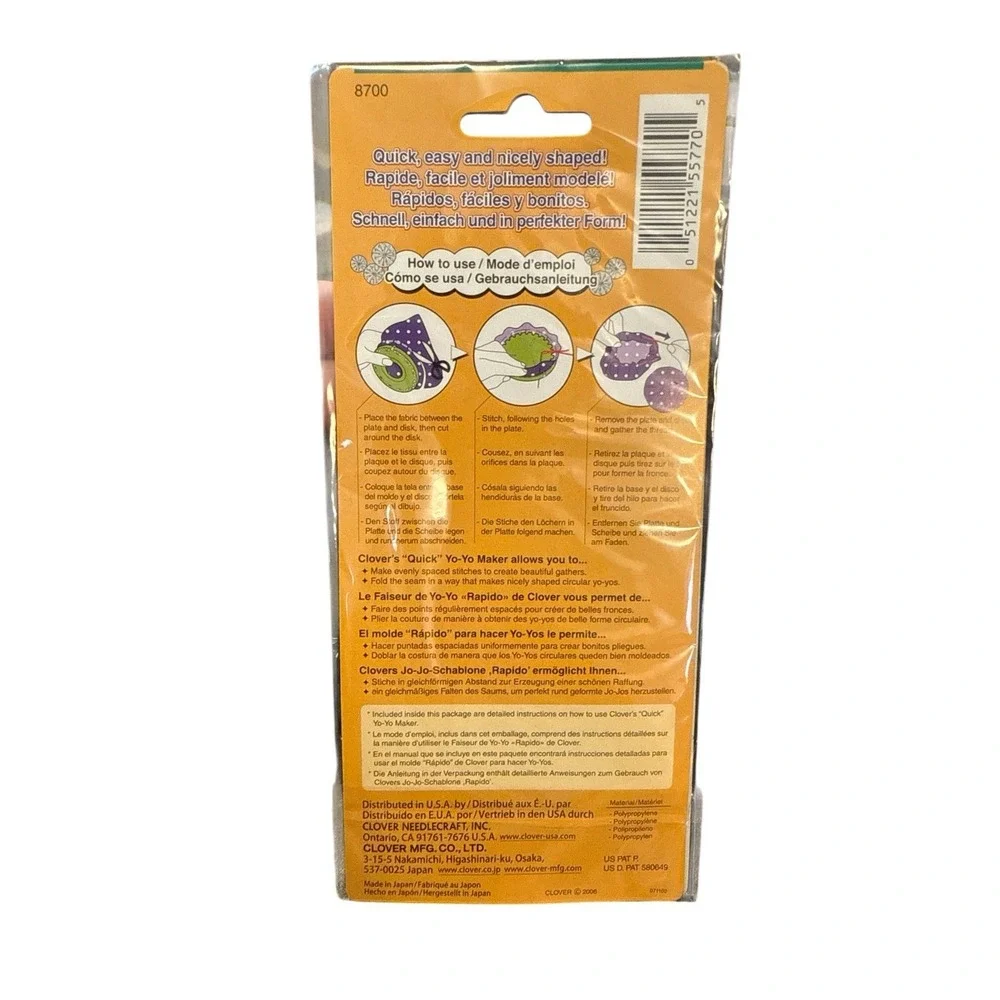 Clover Quick Yo Yo Maker Round Small 8700 Stitch Sewing Crafts‎ New Sealed
